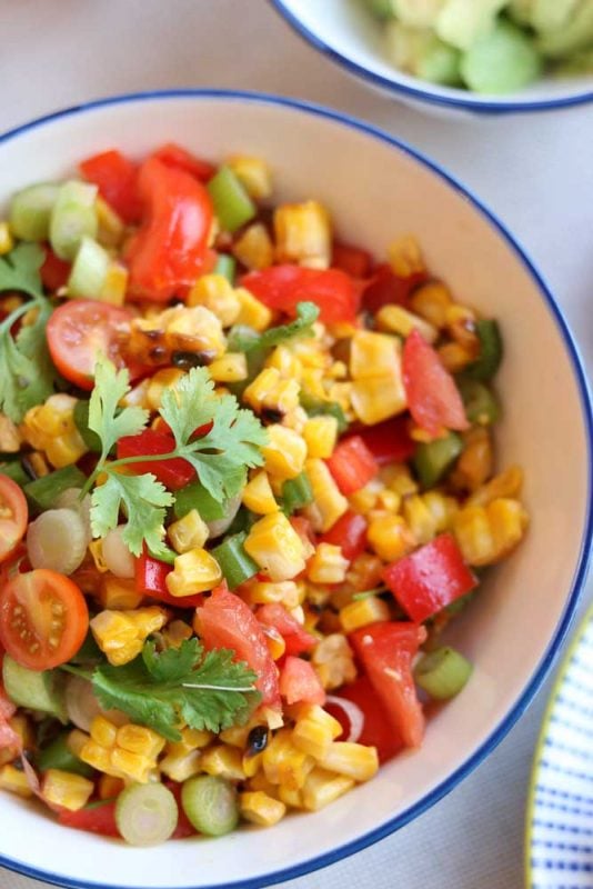 Chargrilled Chopped Corn, Tomato & Herb Salad | The Vegan Larder