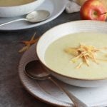 Vegan Parsnip and Apple Soup two bowls on table