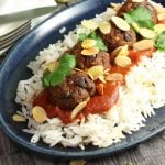 Saucy Moroccan Meatballs on a bed of rice