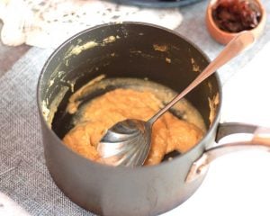 Vegan Cheese Sauce ready to go on the rarebit