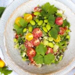 Quinoa Tabbouleh Salad with Edamame beans in a bowl
