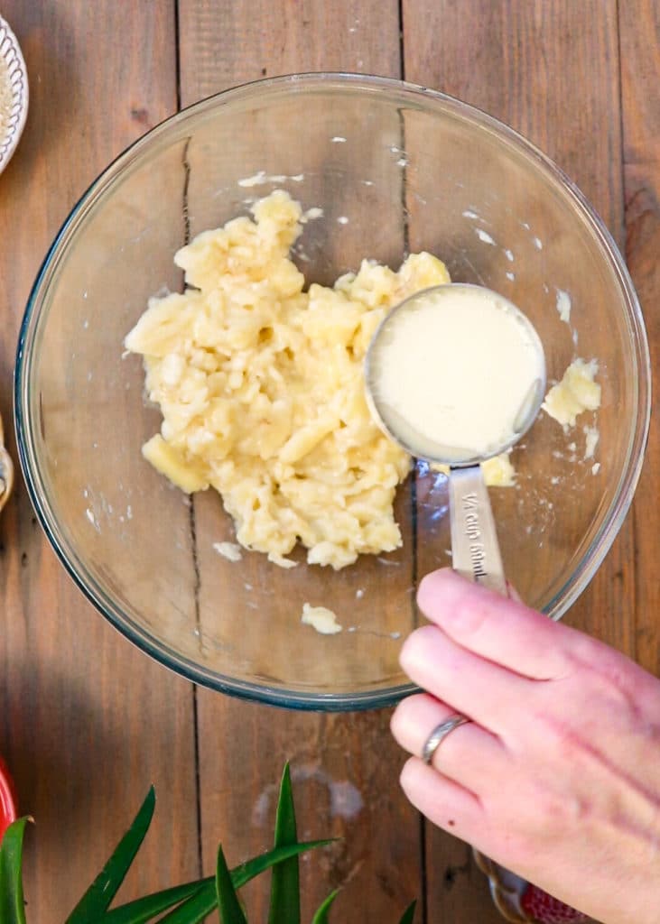Image Showing Step 2. Add plant milk and oil.
