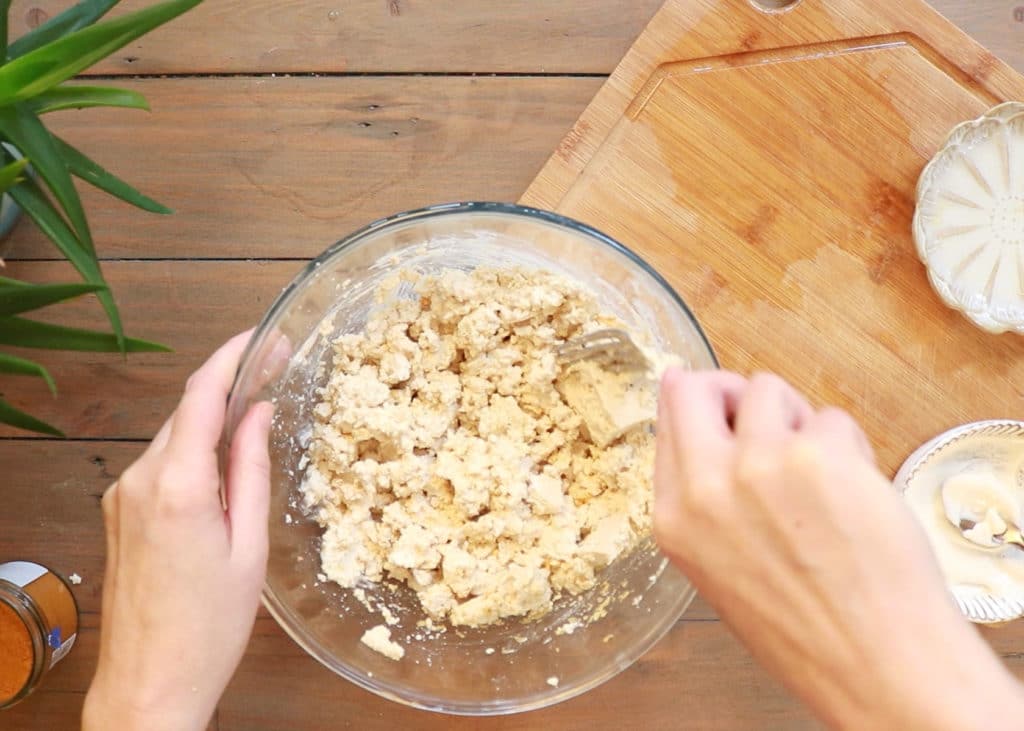 Image showing how to mash the tofu.