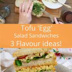 Stack of vegan egg salad sandwiches image for pinterest.