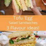 Stack of vegan egg salad sandwiches image for pinterest.