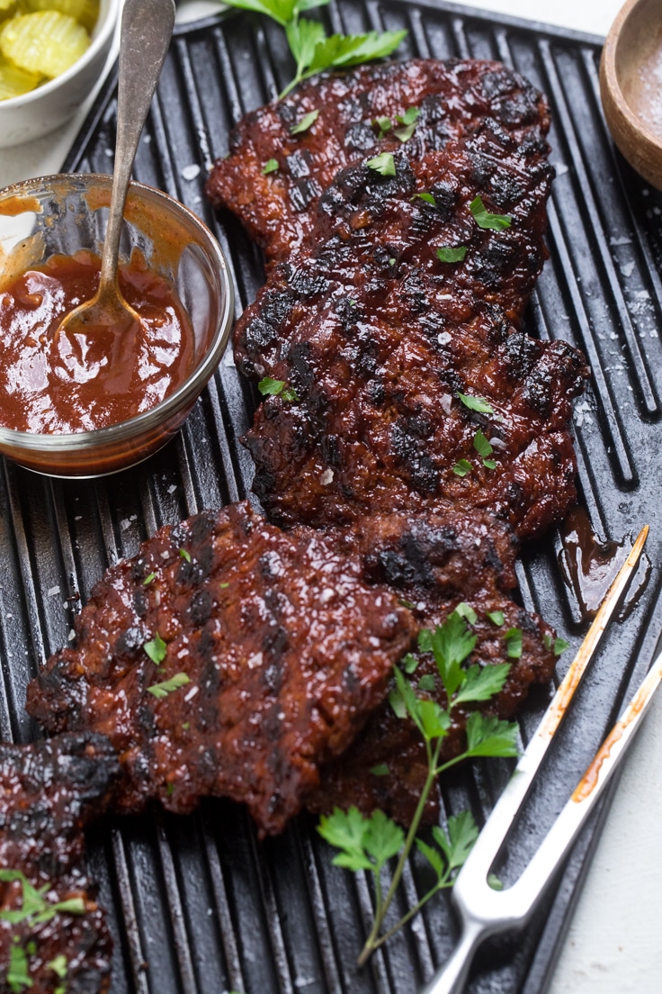BBQ Seitan Chicken on a gril