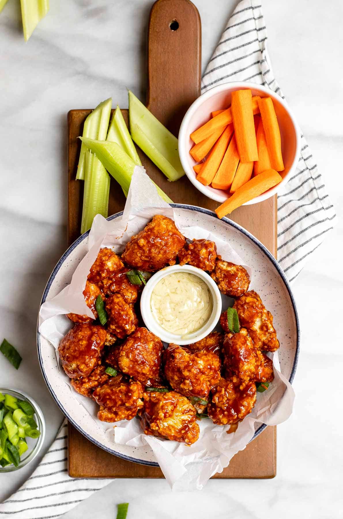 BBQ Cauliflower wings with a dip