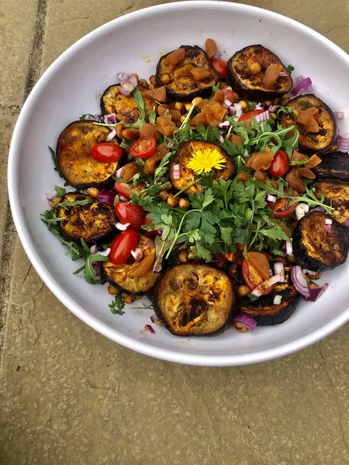 vegan BBQ morrocan salad with herbs