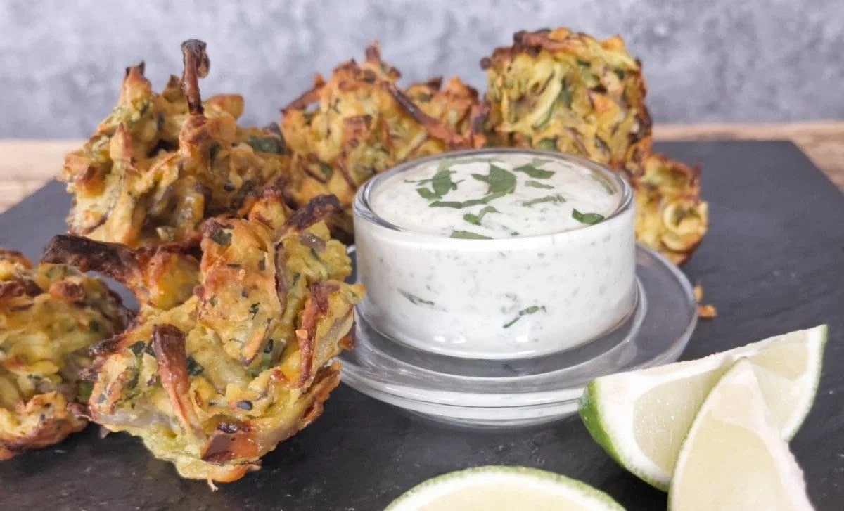 Baked courgette onion bhaji