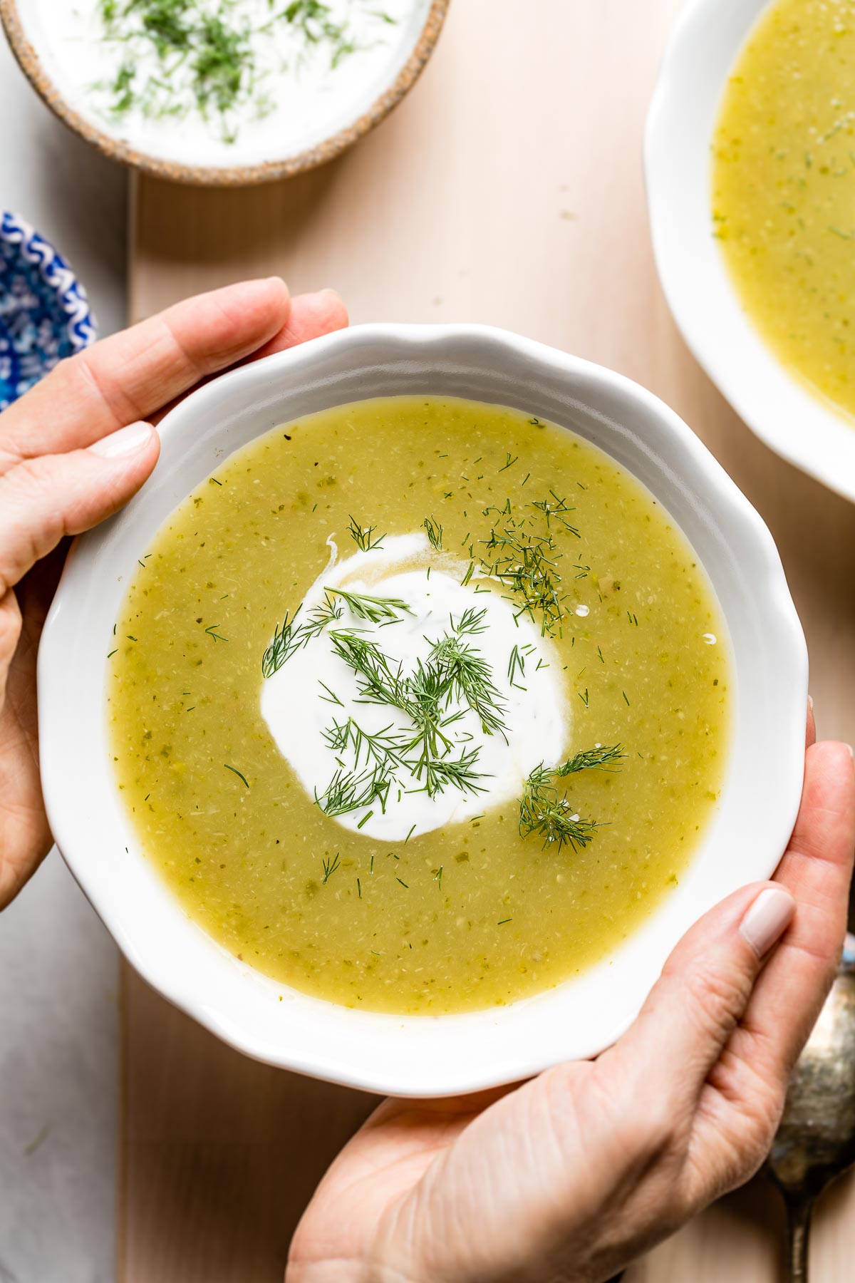 cream of zucchini soup in a bowl