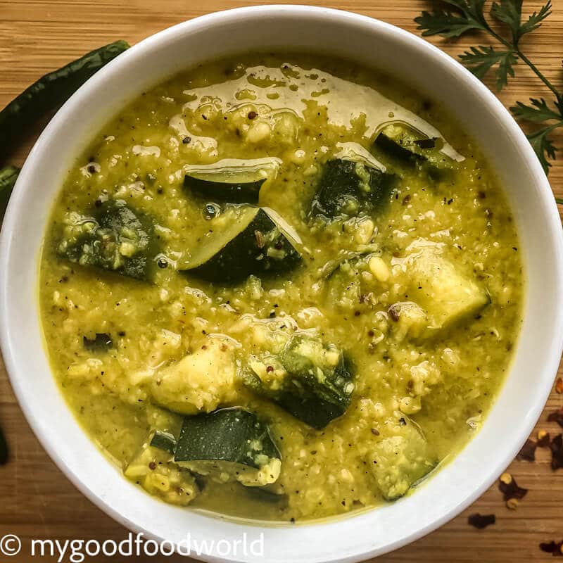 Coconut and mung bean curry in a bowl