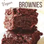 Fudgy vegan banana brownies in a stack.