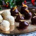 Vegan chocolate truffles on a tray ready to eat.