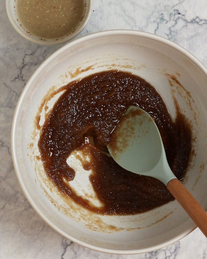 Bowl with brown sugar mixture mixed up well