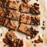 Vegan date and nut flapjacks ready to eat.