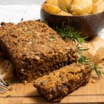 Lentil Loaf with seeds ready to eat.