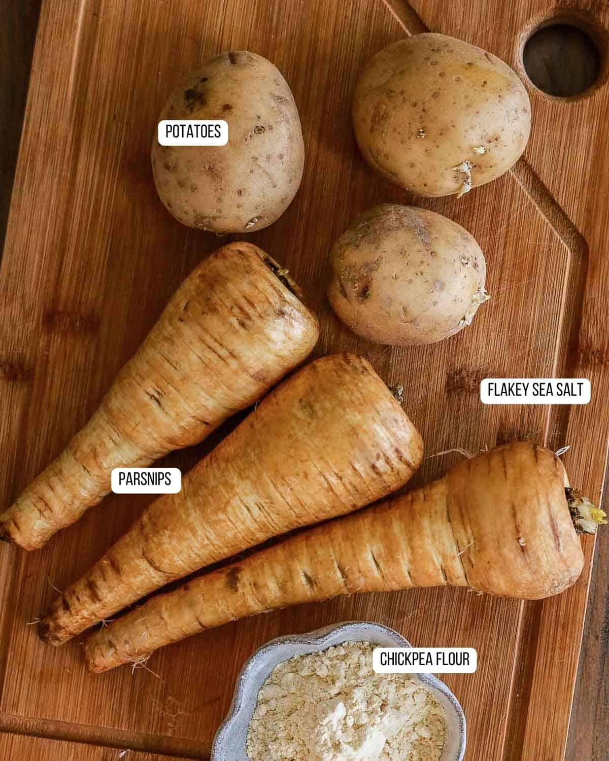 Ingredients for the parsnip fritters laid out.