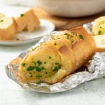 Vegan garlic bread, just out of the air fryer.