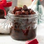 Dried fruit in a jar with liqueur.