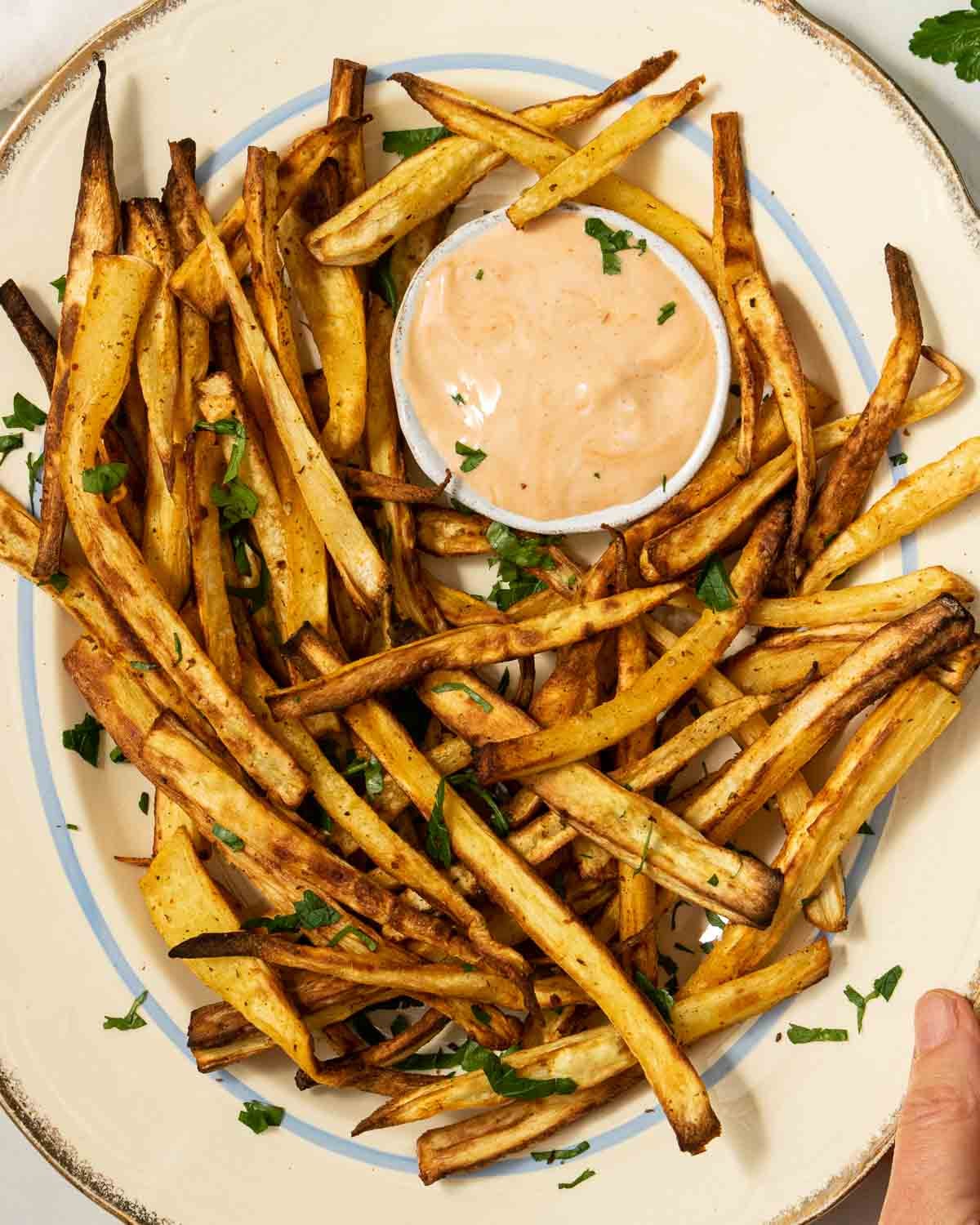 Air Fried parsnip fries ready to eat!