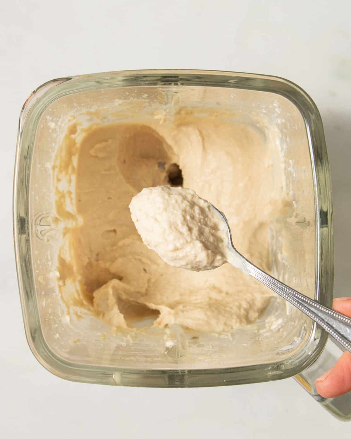 Butterbean hummus blended and ready to eat.