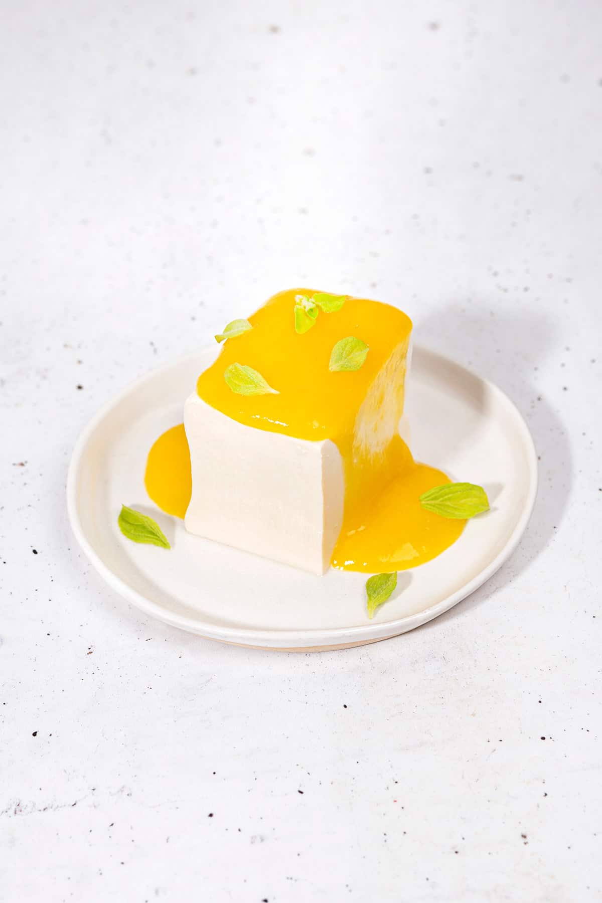 Japanese mango silken tofu dessert.