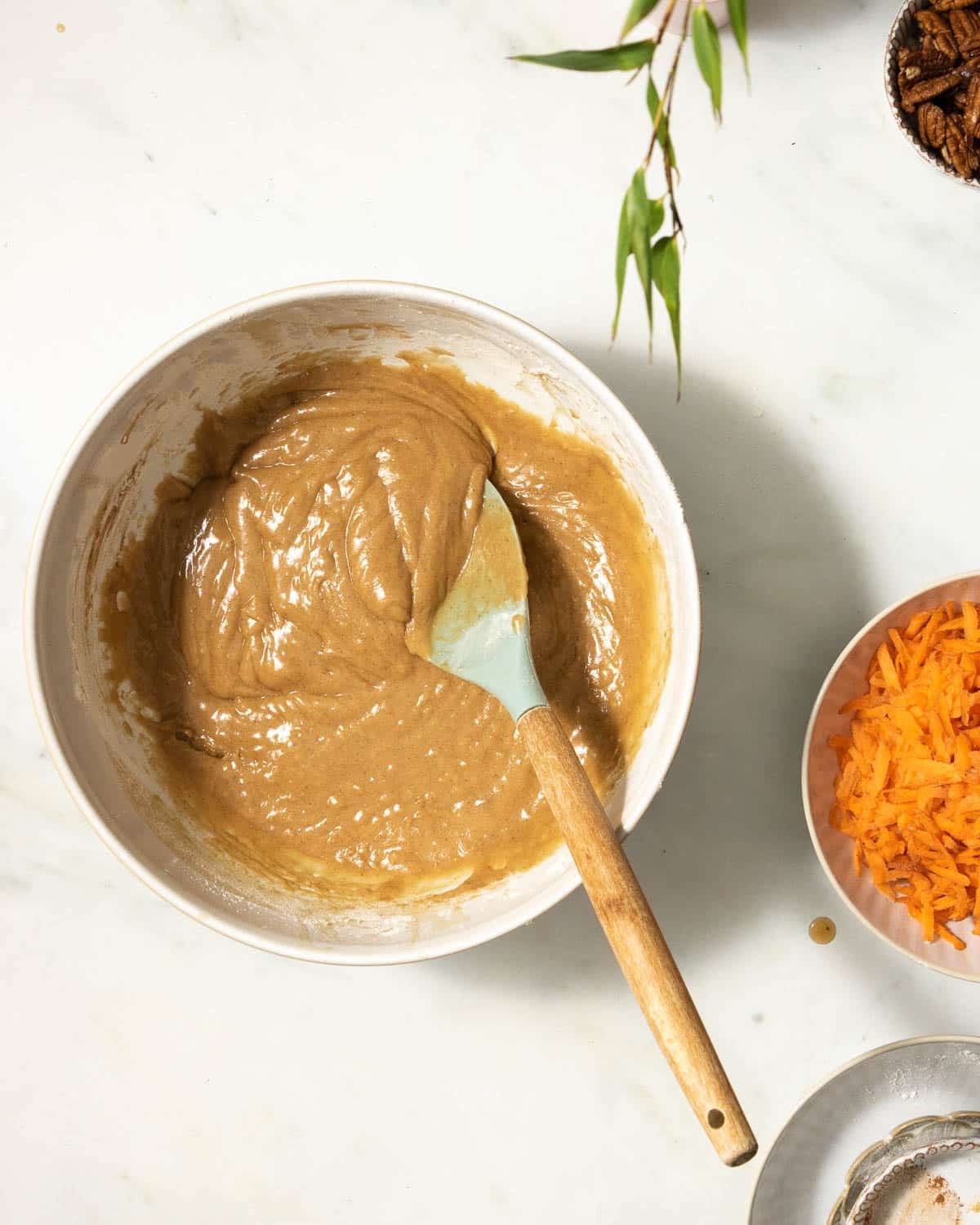 Add in the flour and baking powder and mix.