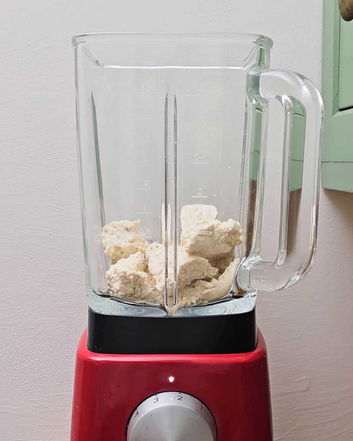 Firm tofu in a blender.