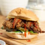 oyster mushroom burger ready to eat.