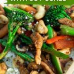A bowl of miso stir fry with veggies.