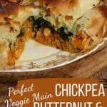 Spinach, butternut squash and chickpea filo pie.