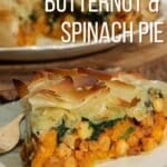 Spinach, butternut squash and chickpea filo pie.