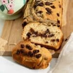 Banana Bread with Chocolate chips ready to eat.