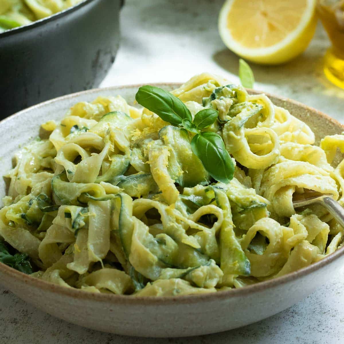 Creamy Zucchini Pasta with Lemon Basil Sauce