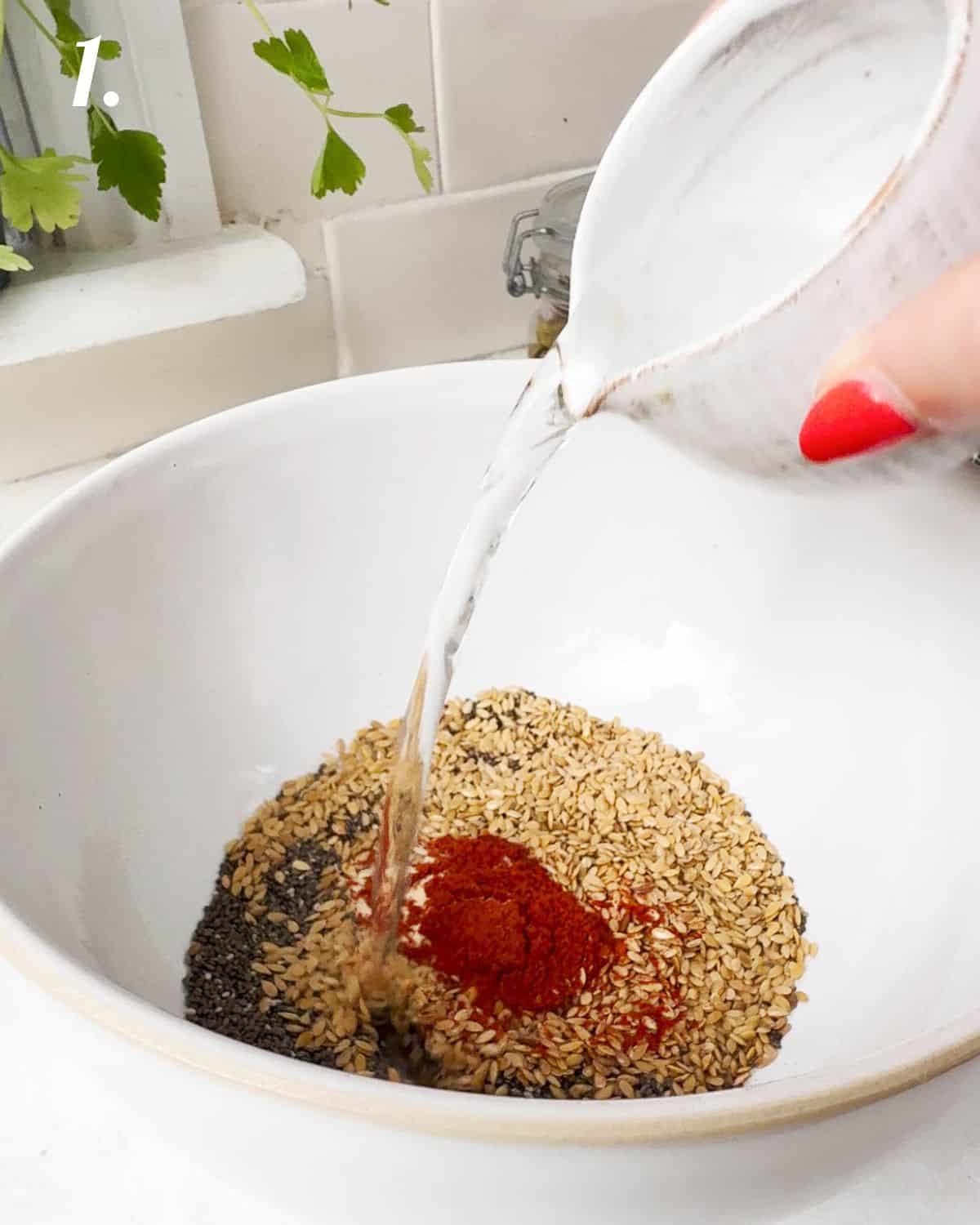 Mix together the seeds and seasoning with some water.