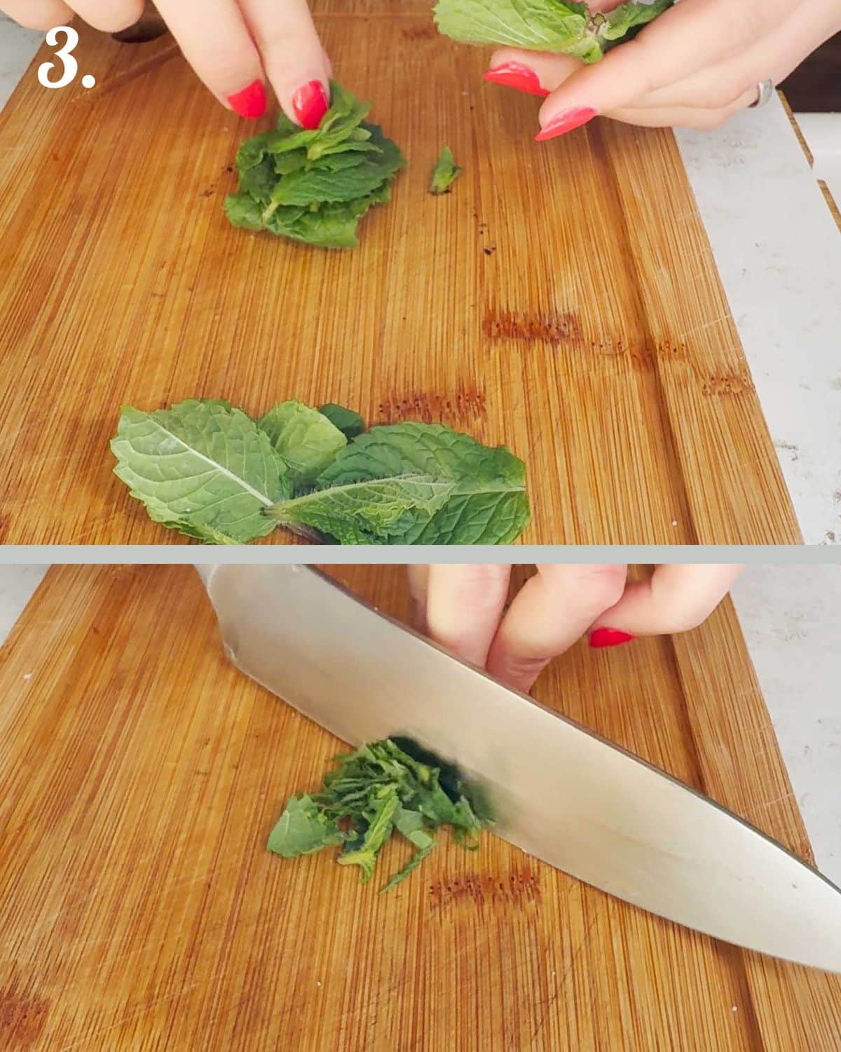 Prepare the fresh mint by finely chopping.