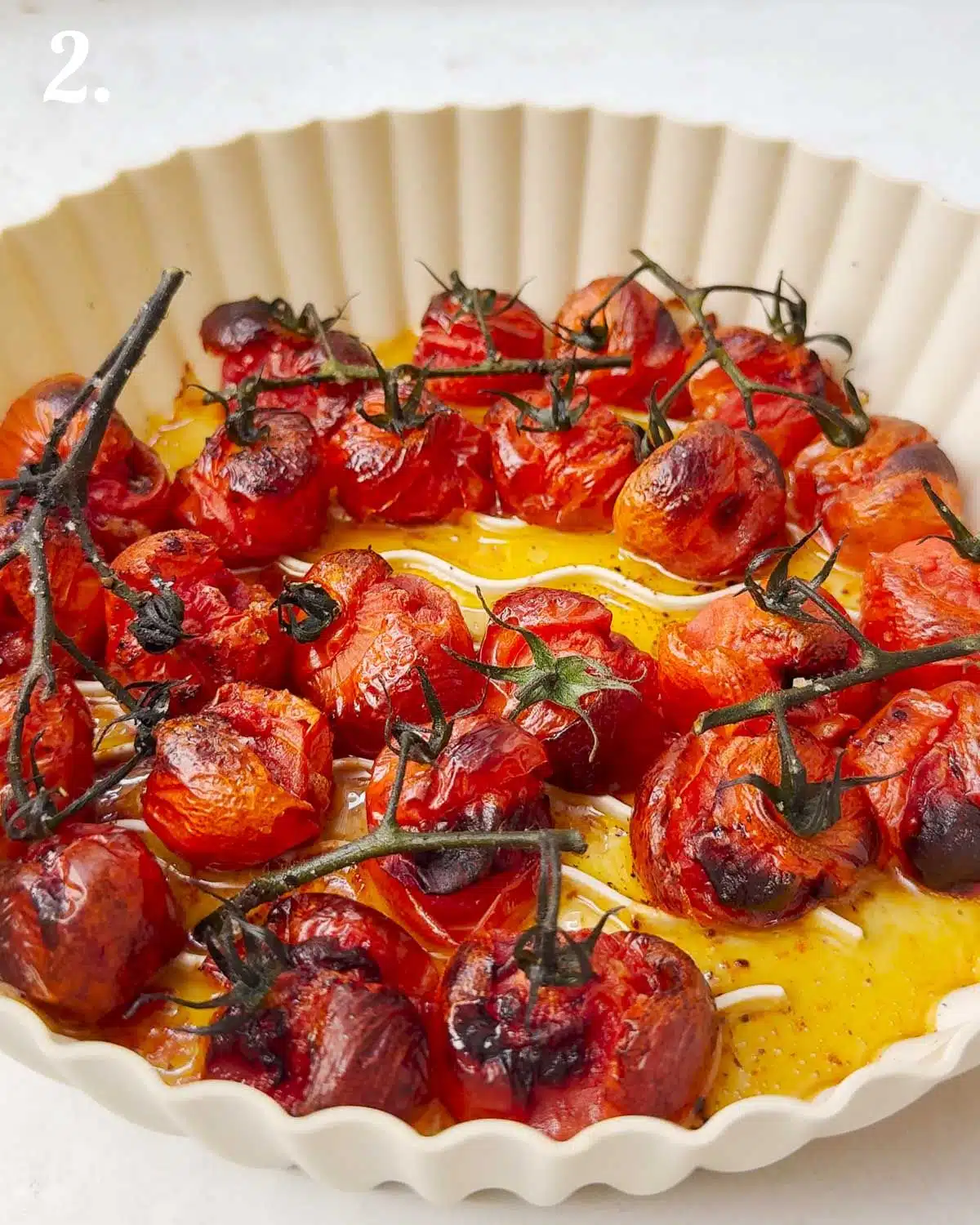 Cherry tomatoes that have been roasted in the air fryer.