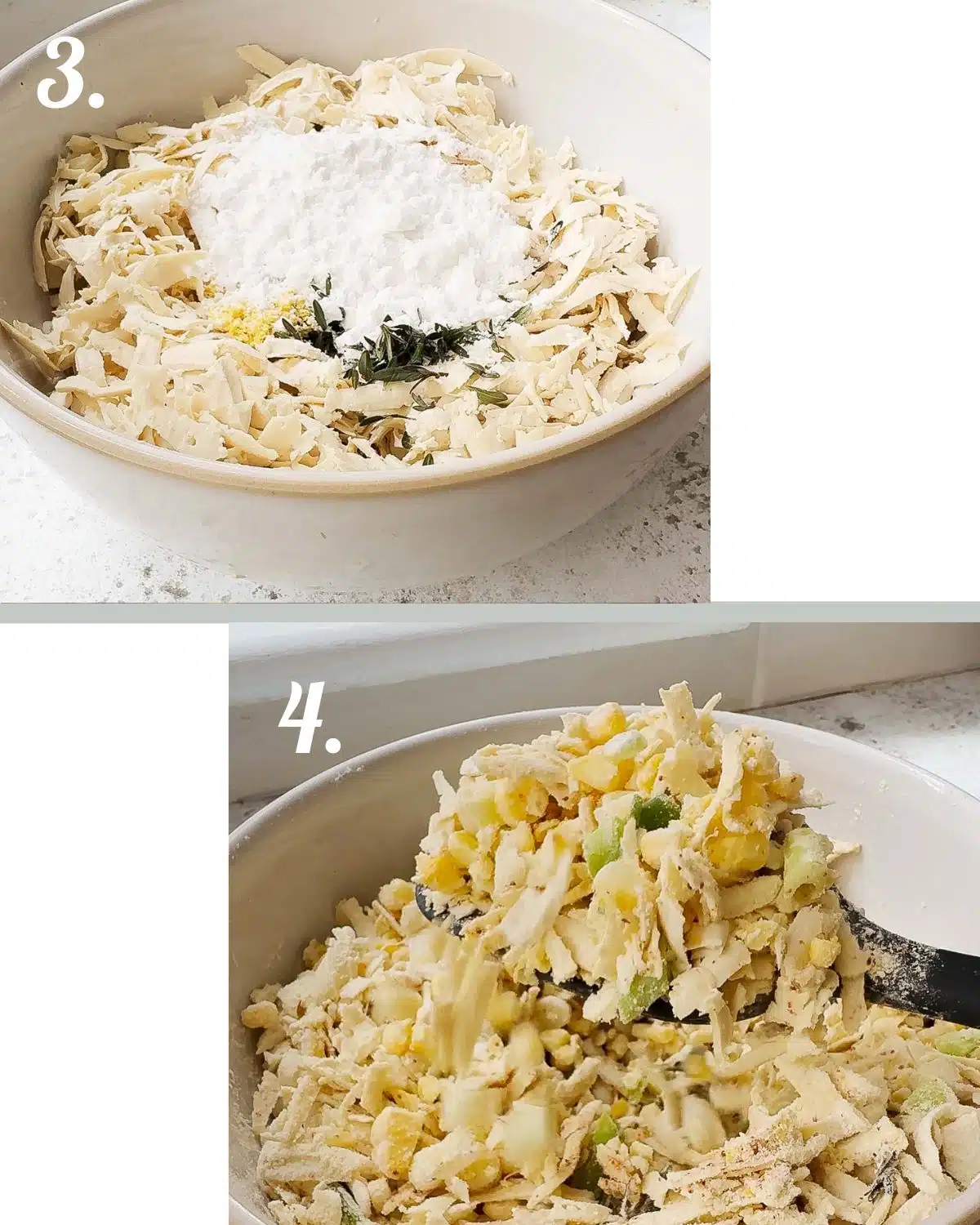 Mix up the dry ingredients then add water until you get a thick batter.