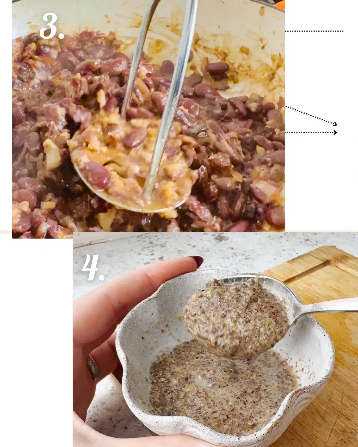 Mixing up the ingredients and adding a flax egg to bind.