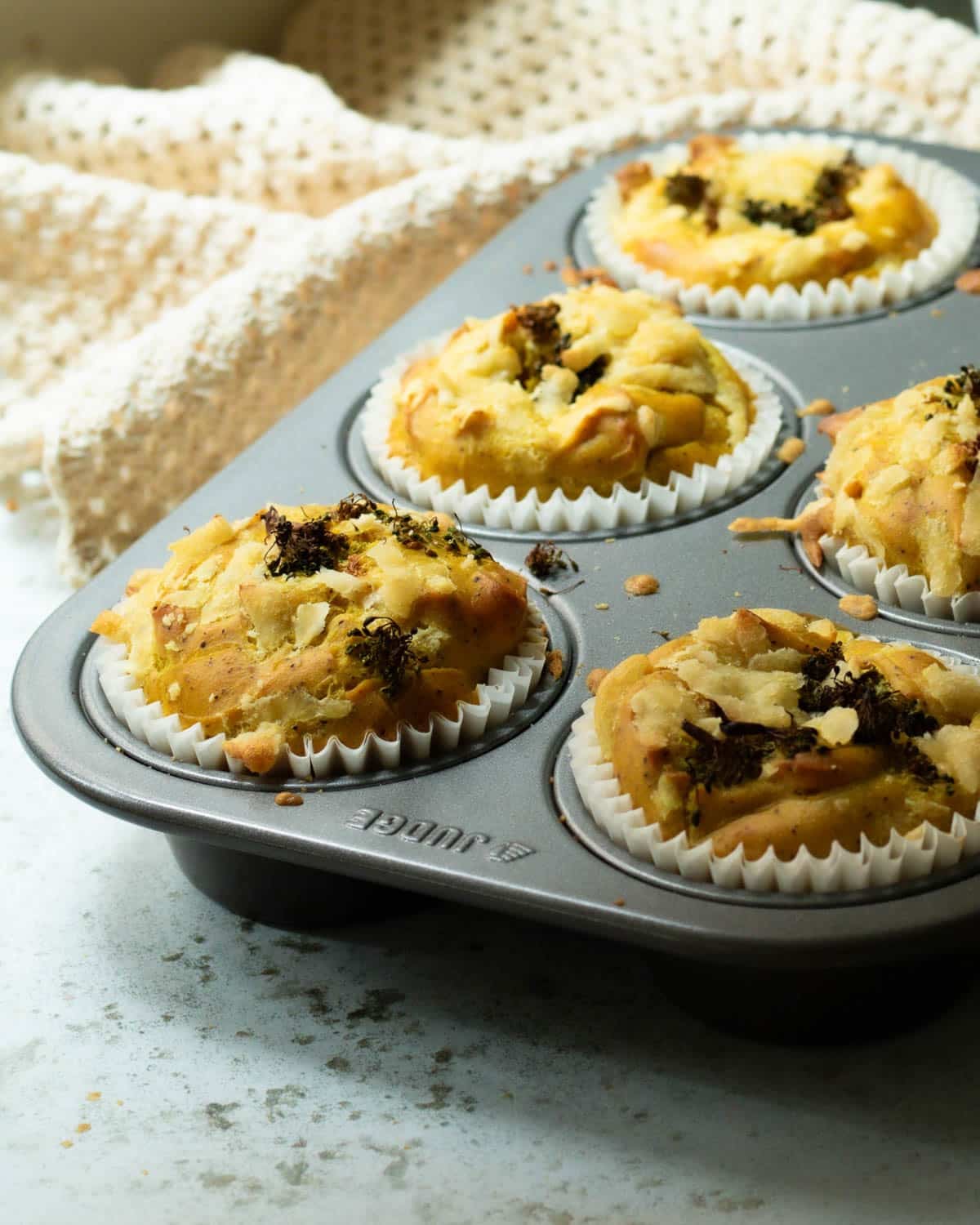 A tray of egg bites ready to eat after they come out of the oven.