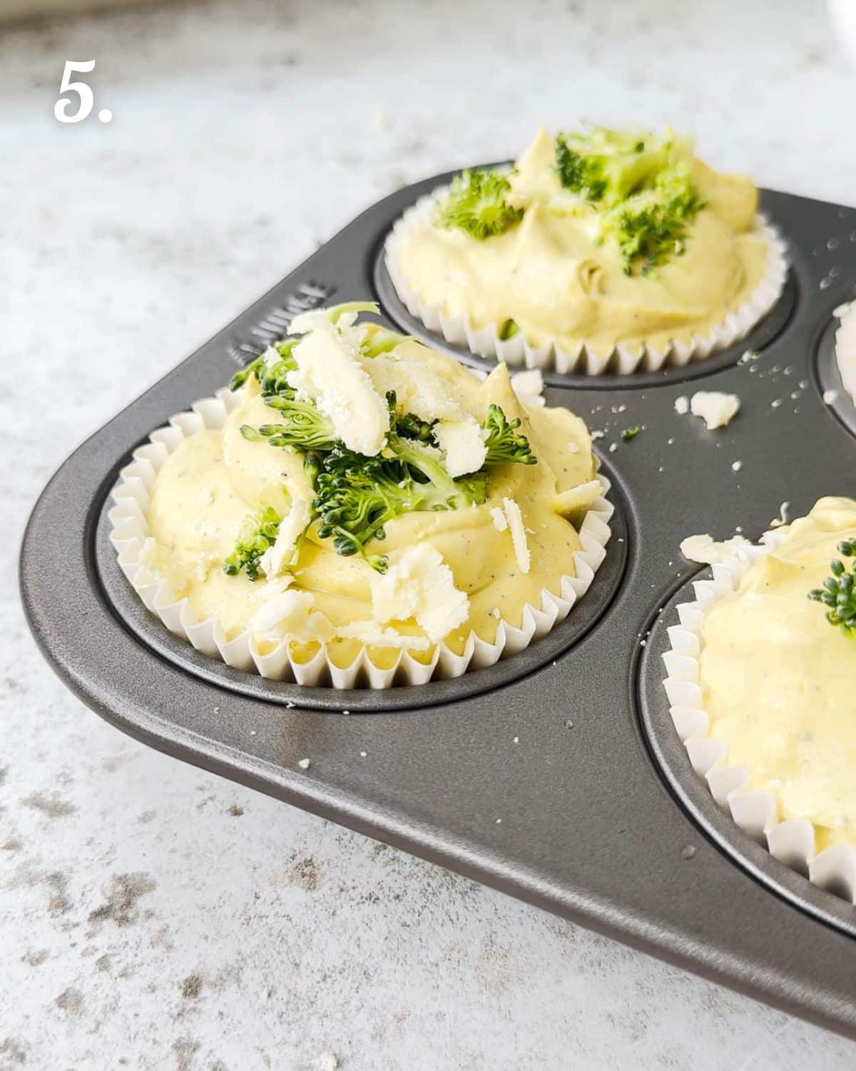 Showing the egg bites just before they go into the oven.