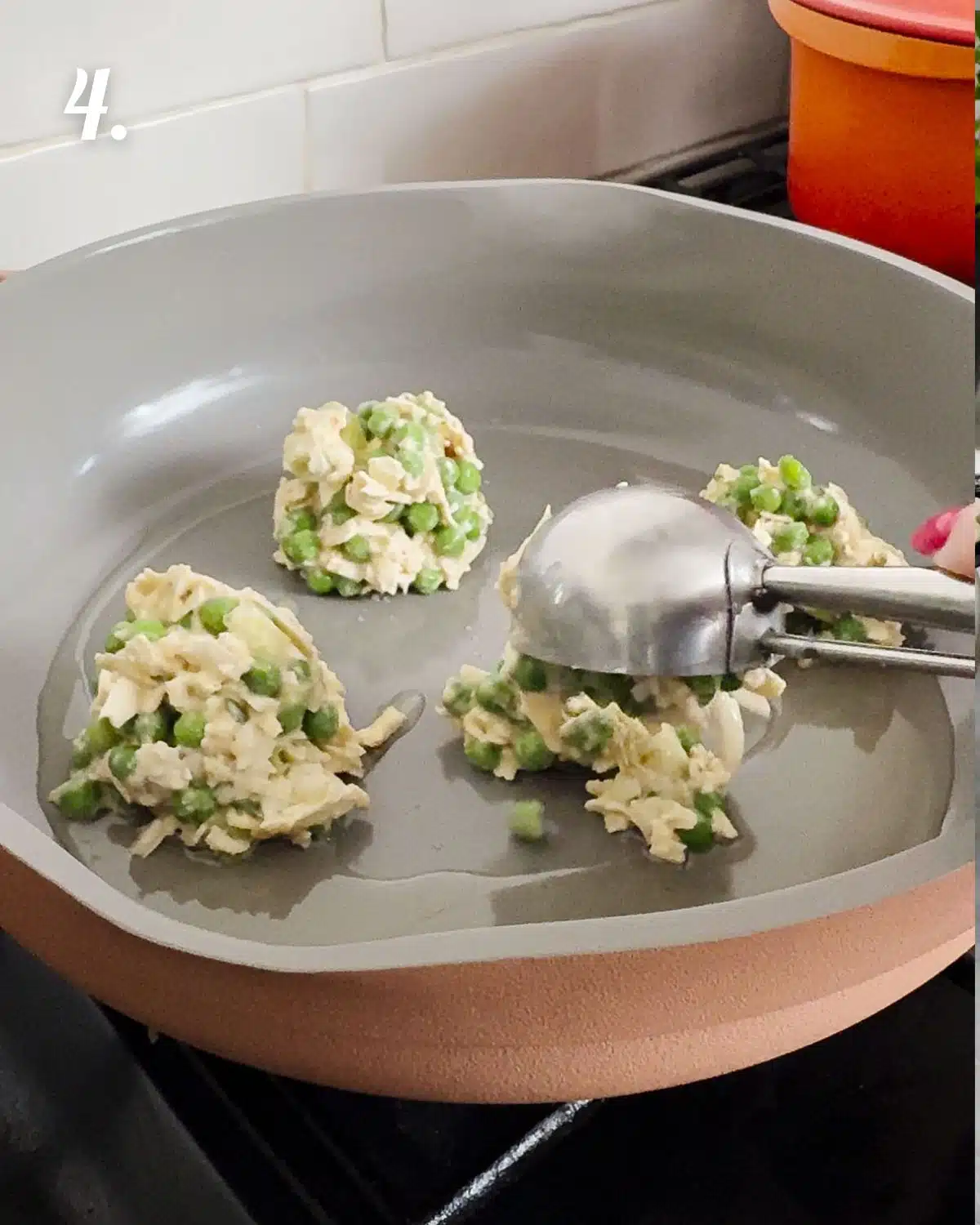 Use a cookie scoop to easily make even fritters when frying.