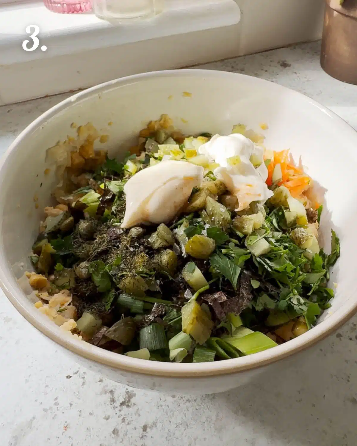 Add all the remaining ingredients to a large bowl.