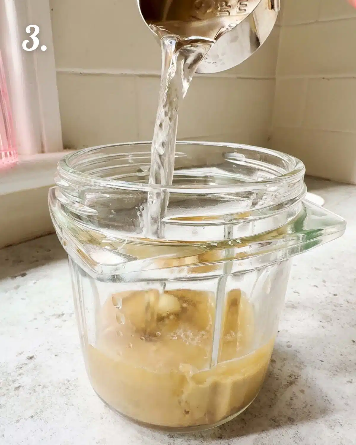 Add all the creamy tahini ingredients to a blender.