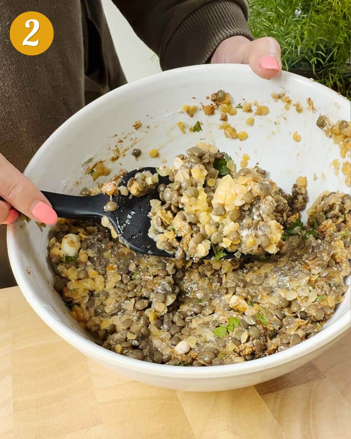 The texture of the kofta mix before it is fried.