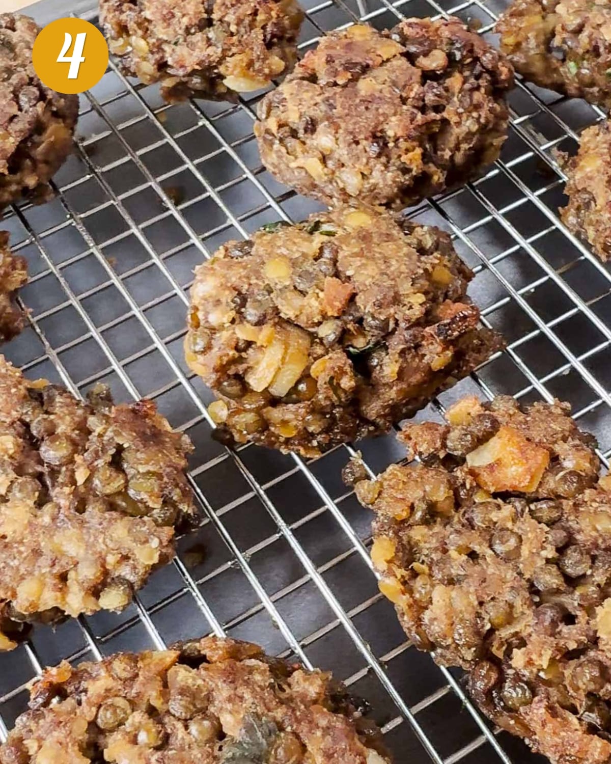Let the lentil koftas drain on a cookie sheet or paper towel.