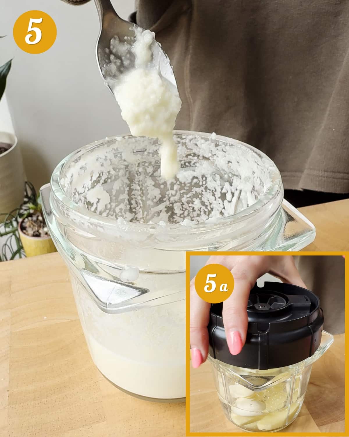 Make the ginger and garlic mixture by blending with water and oil.
