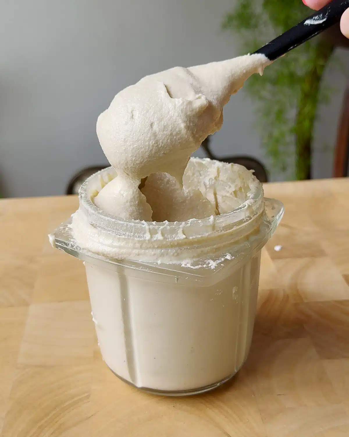 Blend until creamy. You might need to blend a few times.