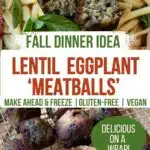 Lentil meatballs with eggplant are tender and delicious. Great to add to spaghetti with marinara sauce, or to put in a sub or have in wrap. Make mini version and serve for a party. Make ahead and freeze recipe idea to try.