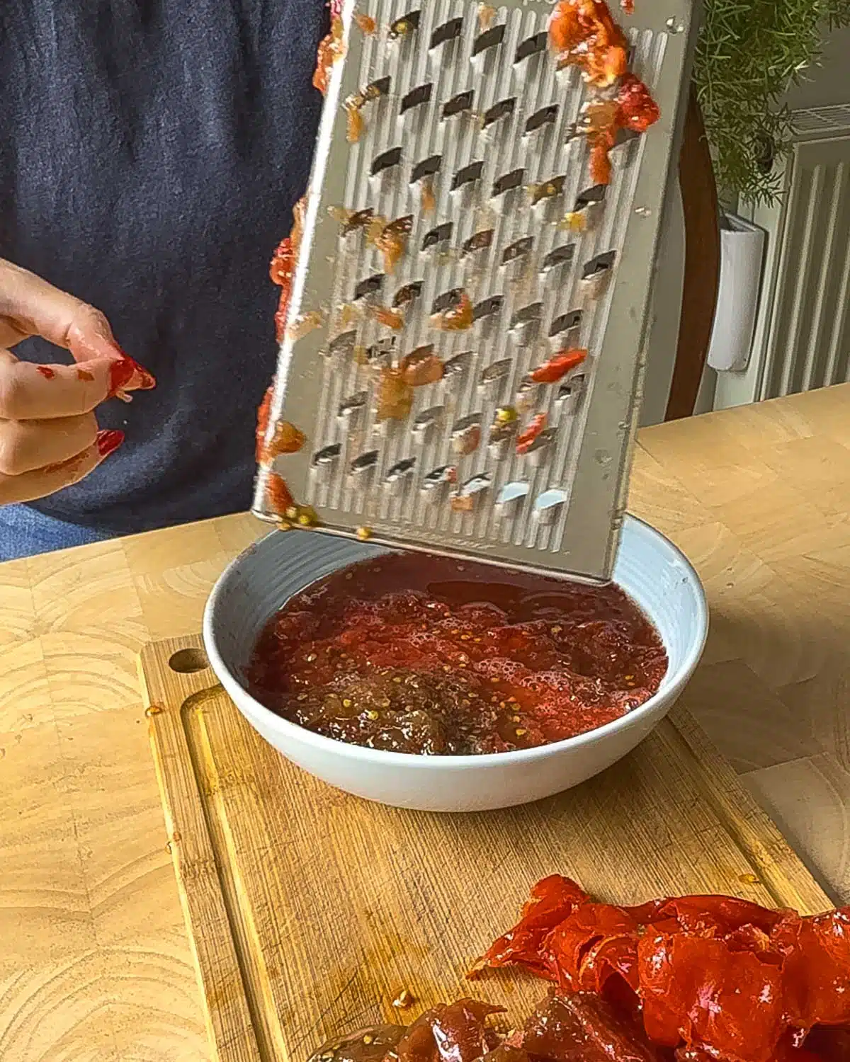 If you are using fresh tomatoes, grate those too.